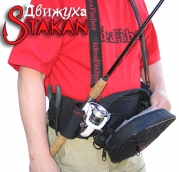 Модульная поясная сумка Stakan Движуха Черный с органайзером для приманок и съёмным держателем удилища.