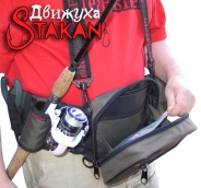 Модульная поясная сумка Stakan Движуха Олива с органайзером для приманок и съёмным держателем удилища.